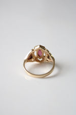 Pink Marquise Stone 10K Yellow Gold Leaf Design Ring | Size 6