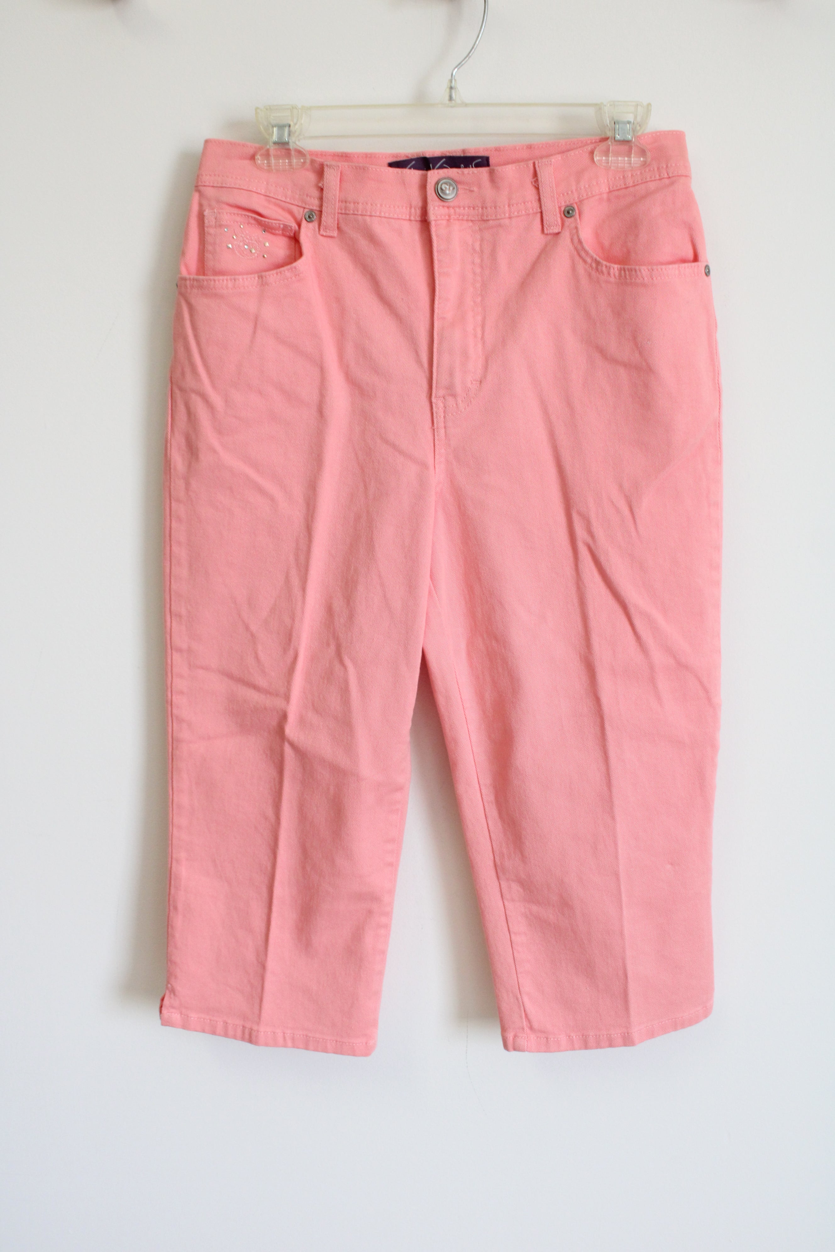 Gloria Vanderbilt Embellished Pink Capri Pants | 10