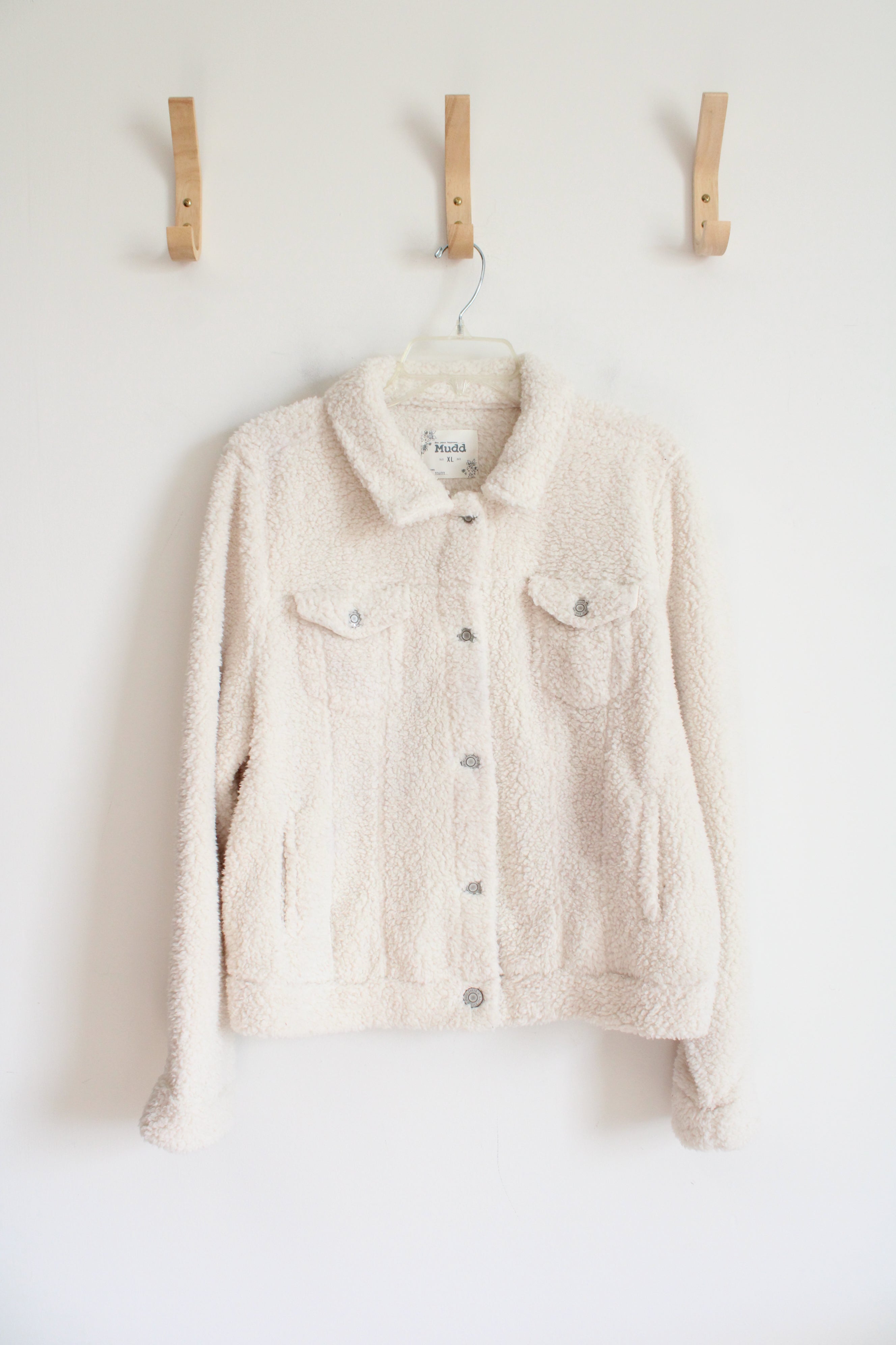 Mudd Soft Fuzzy Cream Jacket | XL