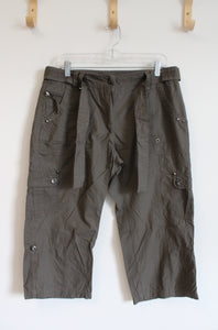 Dalia Collection Brown Cargo Capri Pants | 8