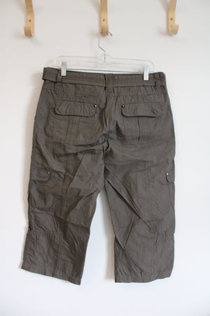 Dalia Collection Brown Cargo Capri Pants | 8