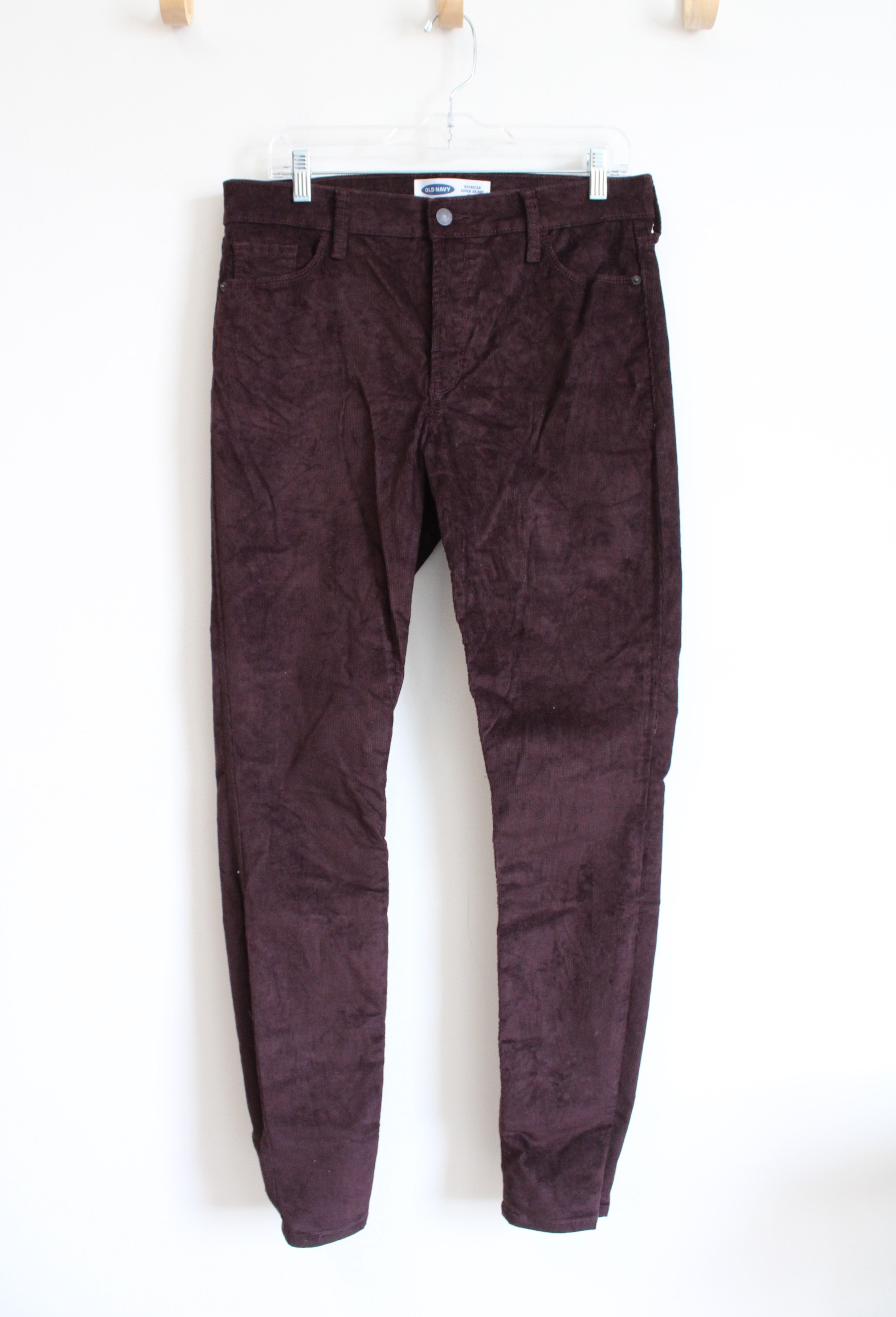 Old Navy Rockstar Super Skinny Mid-Rise Dark Brown Corduroy Pants | 10 Tall