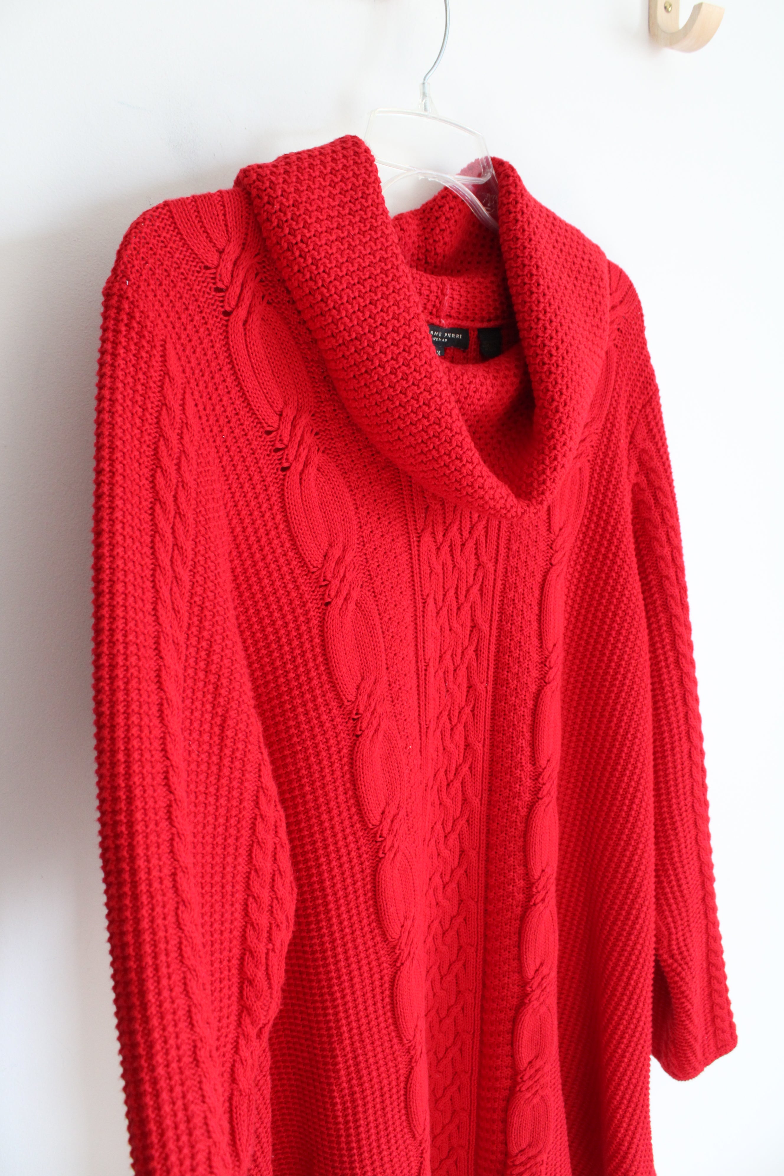 Jeanne Pierre Red Cowl Neck Tunic Sweater | 1X