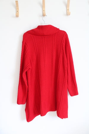 Jeanne Pierre Red Cowl Neck Tunic Sweater | 1X