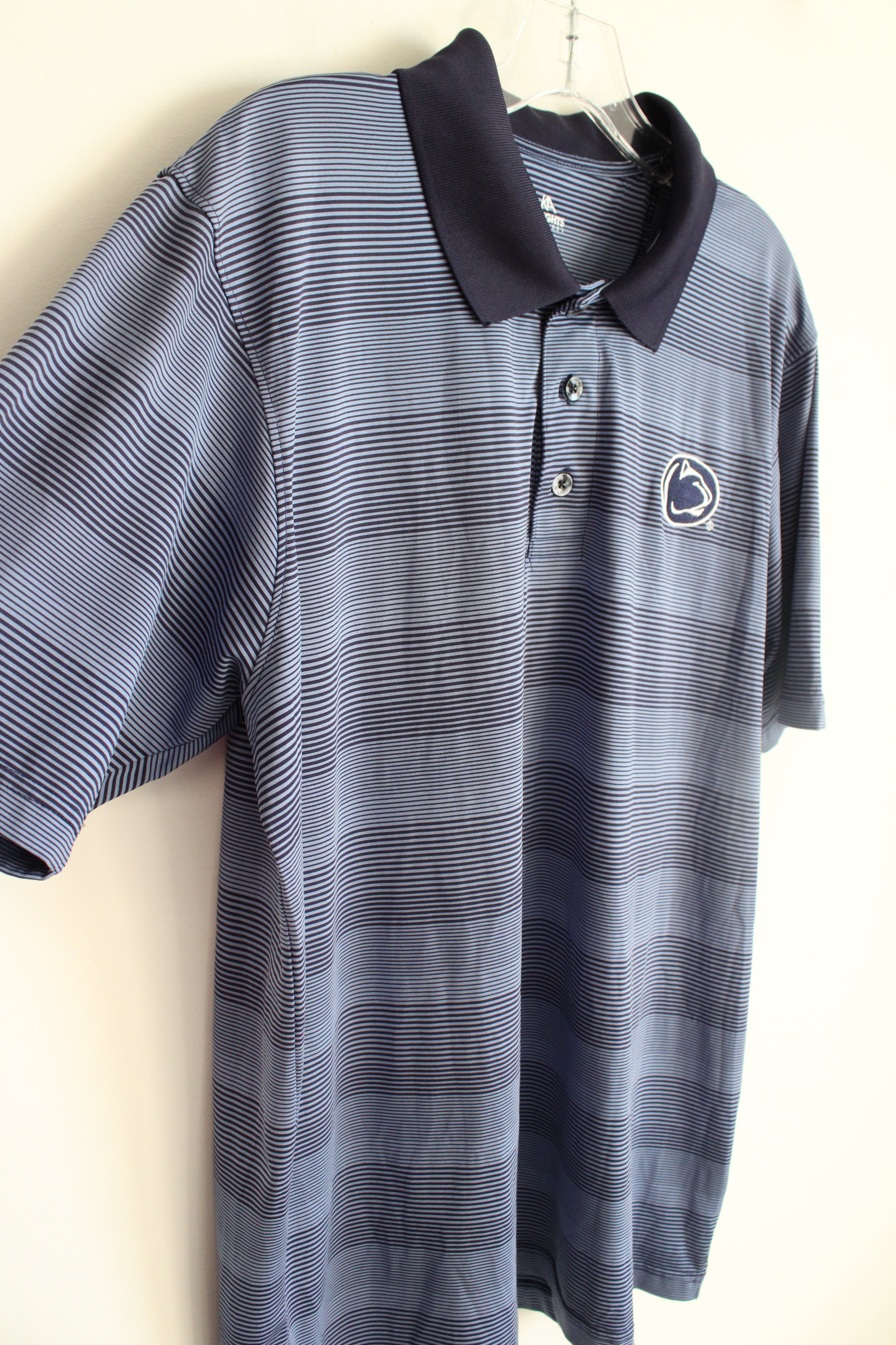 Knights Apparel Blue Striped Penn State Nittany Lions Polo Shirt | L