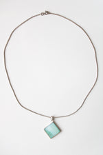 Aqua Blue Mother Of Pearl Charm Necklace