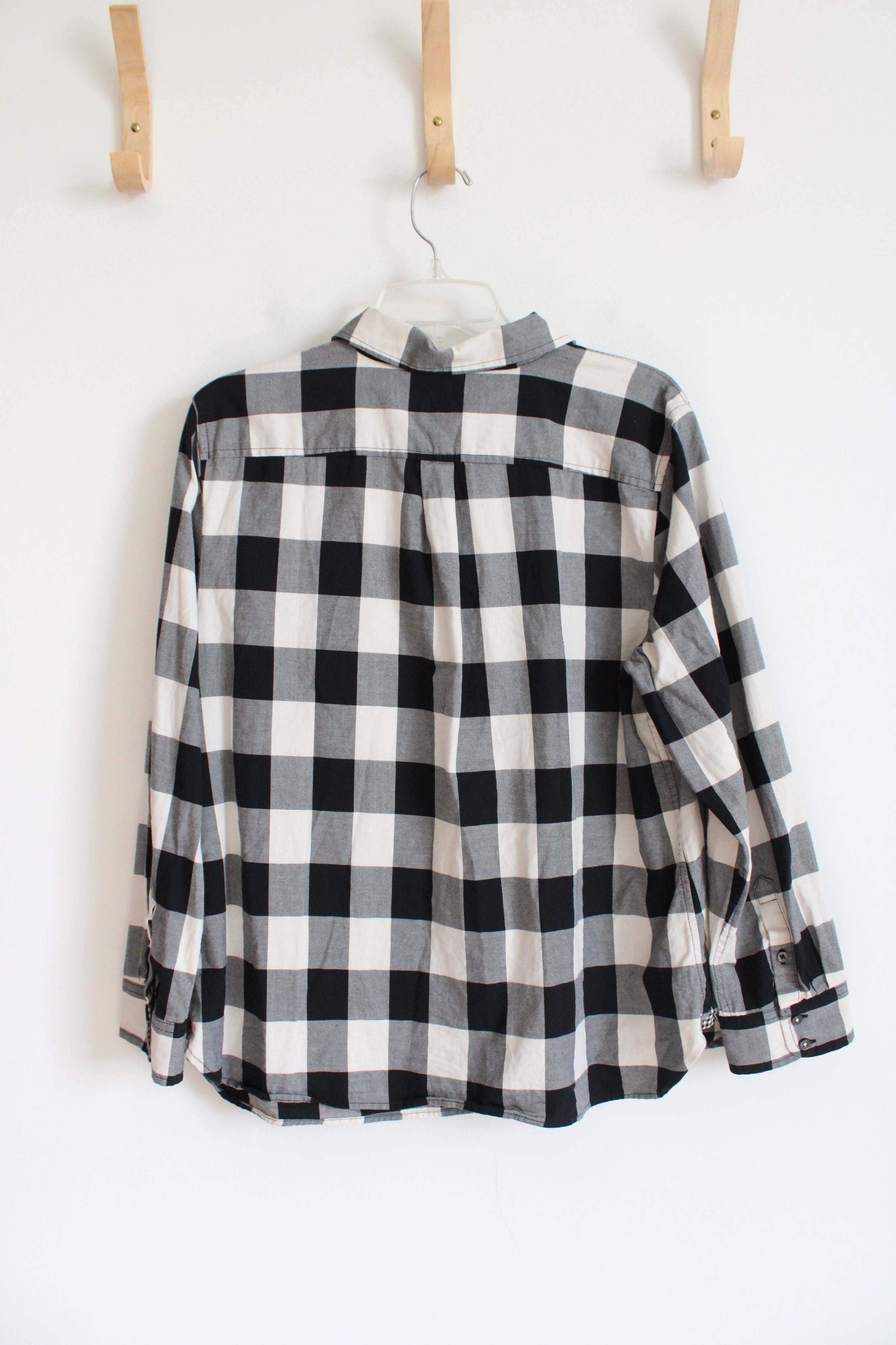 Talbots Black & White Gingham Button Down Cotton Top | XL Petite