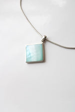 Aqua Blue Mother Of Pearl Charm Necklace