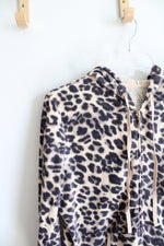 New York & Company Tan Leopard Print Velour Jacket | L