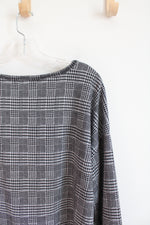 Liz Claiborne Black & White Houndstooth Long Sleeved Top | 2X