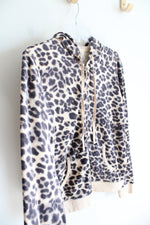 New York & Company Tan Leopard Print Velour Jacket | L