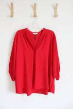 Calvin Klein Loose Red V-Neck Top | 3X