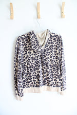 New York & Company Tan Leopard Print Velour Jacket | L