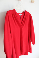 Calvin Klein Loose Red V-Neck Top | 3X