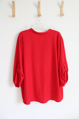 Calvin Klein Loose Red V-Neck Top | 3X