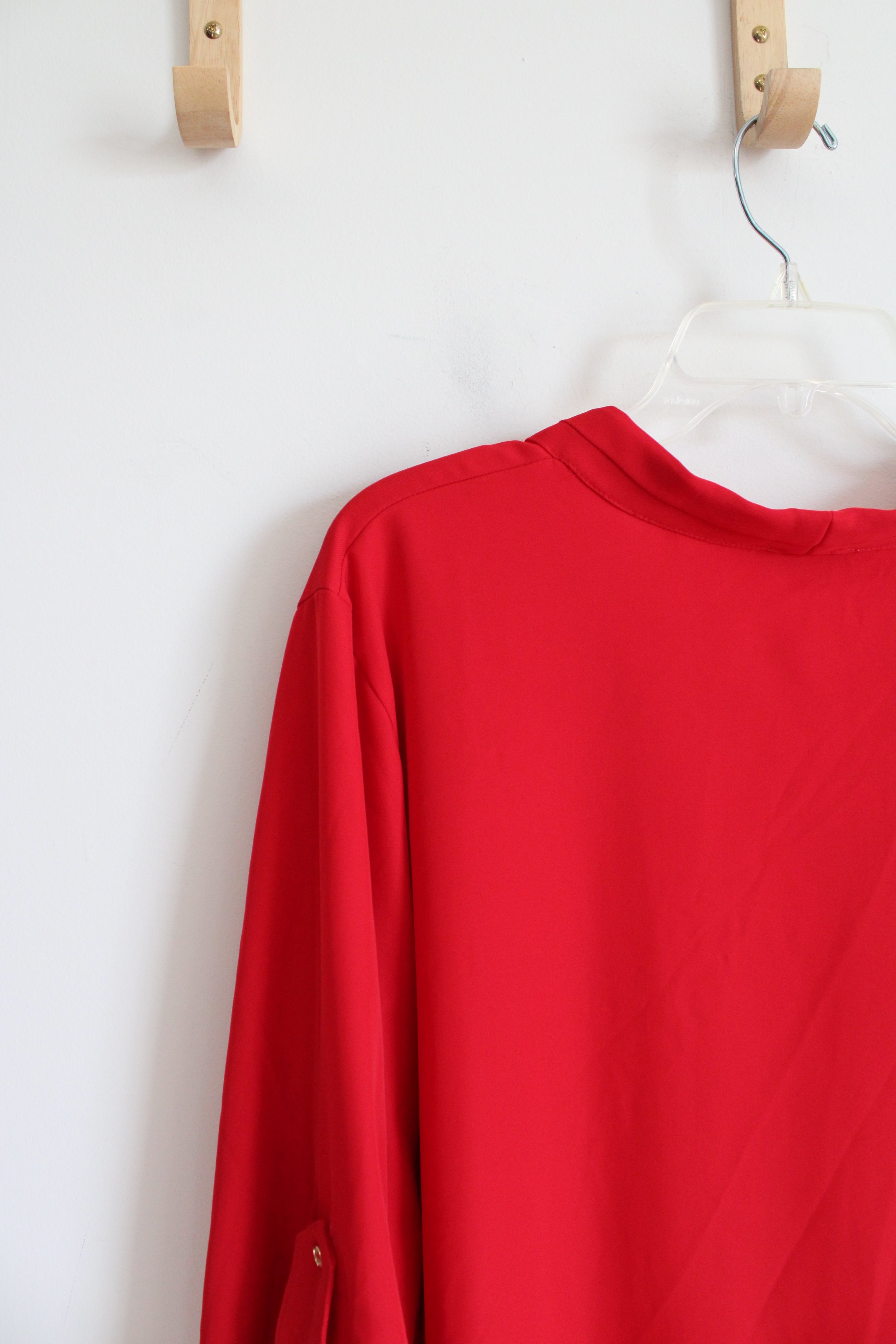 Calvin Klein Loose Red V-Neck Top | 3X