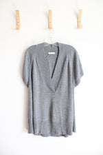 Coldwater Creek Short Sleeved Gray Tunic Sweater | L