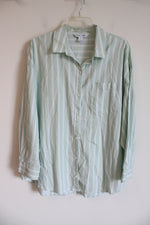 Old Navy The Boyfriend White Light Blue Striped Button Down Shirt | L