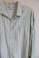 Old Navy The Boyfriend White Light Blue Striped Button Down Shirt | L