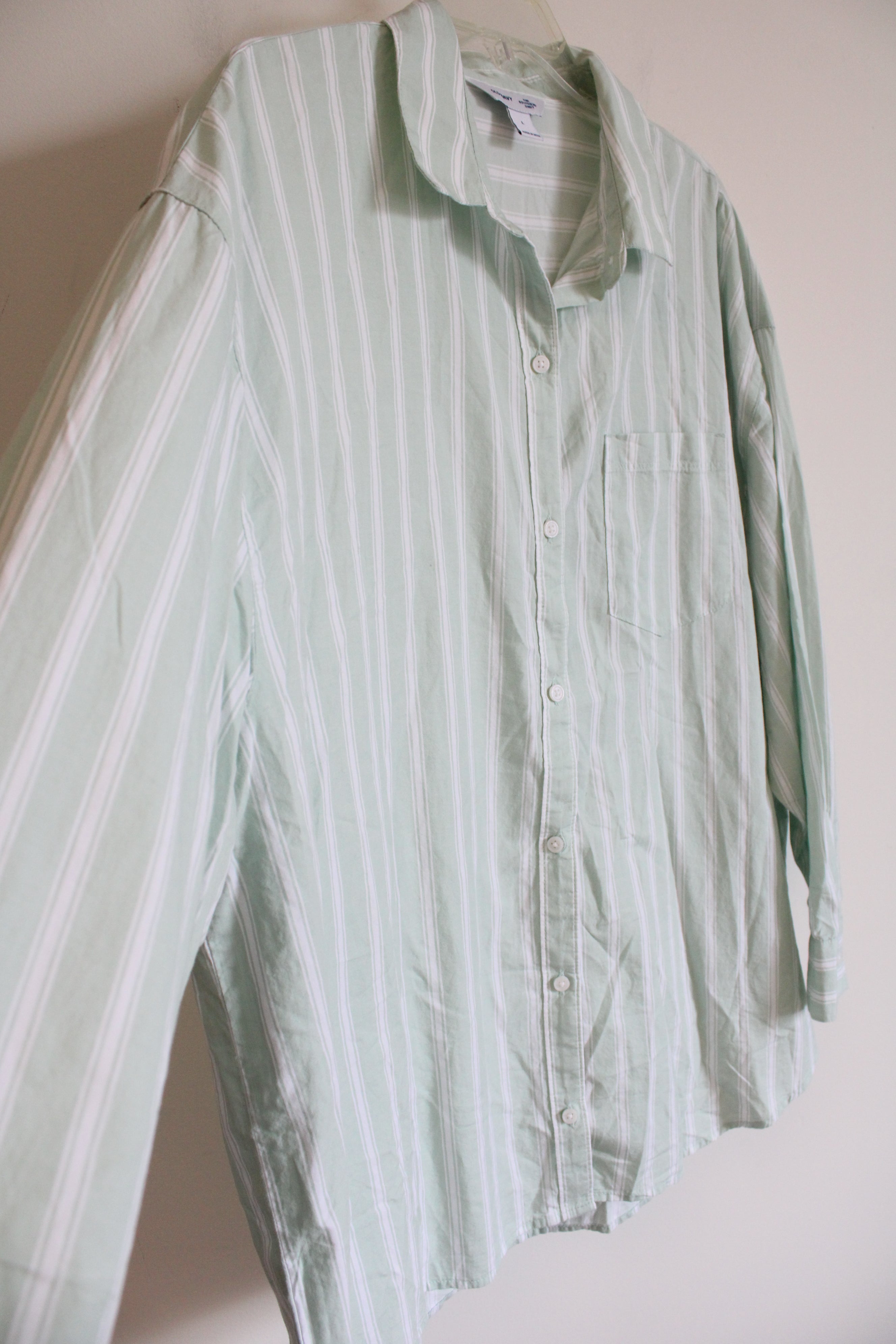 Old Navy The Boyfriend White Light Blue Striped Button Down Shirt | L