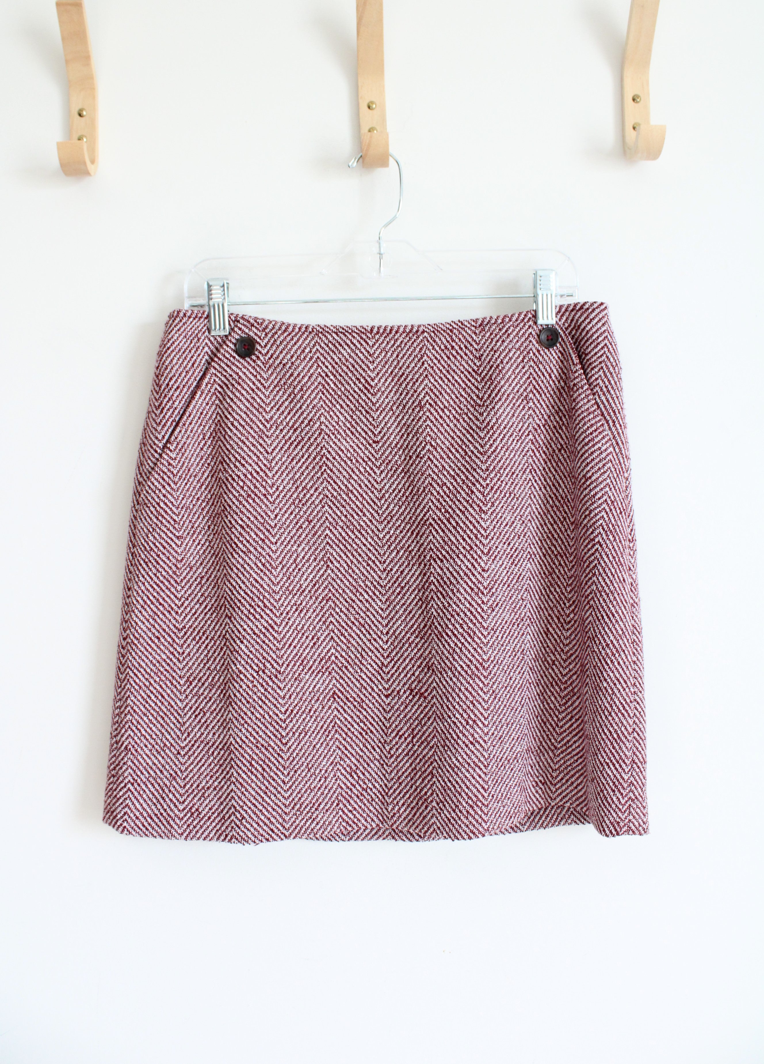 Banana Republic Red Herringbone A-Line Skirt | 10