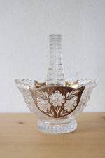 Clear Crystal Etched Floral Glass Basket