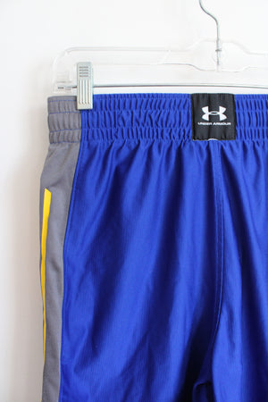 Under Armour Blue Gray & Yellow Basketball Shorts | M