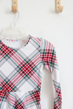 Children's Place White Red & Green Tartan Long Sleeved Dress | Youth M (7/8)