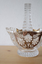 Clear Crystal Etched Floral Glass Basket