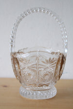 Clear Crystal Etched Floral Glass Basket