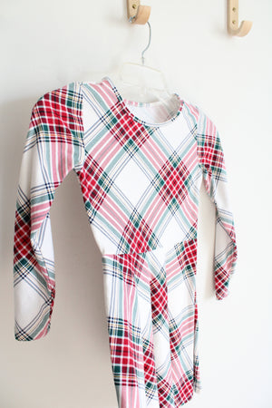 Children's Place White Red & Green Tartan Long Sleeved Dress | Youth M (7/8)