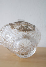 Clear Crystal Etched Floral Glass Basket