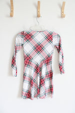 Children's Place White Red & Green Tartan Long Sleeved Dress | Youth M (7/8)