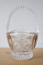 Clear Crystal Etched Floral Glass Basket