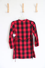 NEW Children's Place Red & Black Buffalo Plaid Button Down Dress | Youth M (7/8)