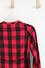 NEW Children's Place Red & Black Buffalo Plaid Button Down Dress | Youth M (7/8)