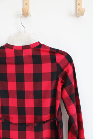 NEW Children's Place Red & Black Buffalo Plaid Button Down Dress | Youth M (7/8)