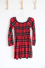 SO Red & Black Plaid Long Sleeved Cotton Dress | Youth L (10/12)