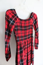 SO Red & Black Plaid Long Sleeved Cotton Dress | Youth L (10/12)