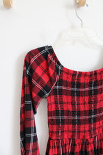 SO Red & Black Plaid Long Sleeved Cotton Dress | Youth L (10/12)