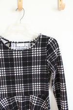 Children's Place Black & White Houndstooth Dress | Youth XL (14)