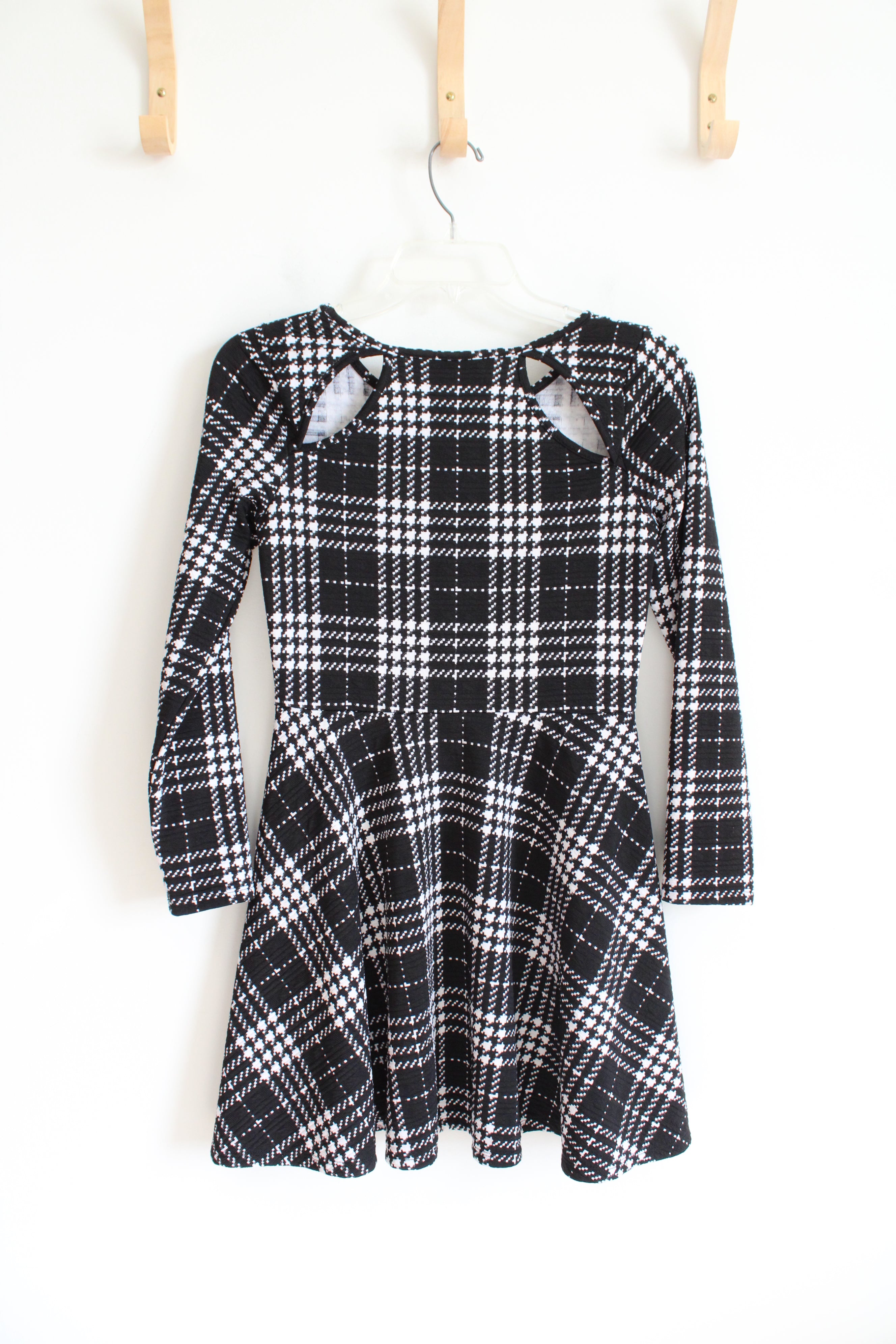 Children's Place Black & White Houndstooth Dress | Youth XL (14)