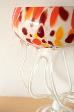 Orange White Brown Speckled Blown Glass Pedestal Dish