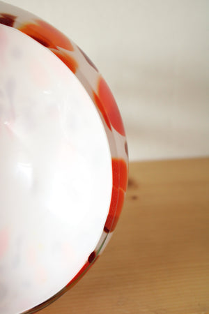 Orange White Brown Speckled Blown Glass Pedestal Dish