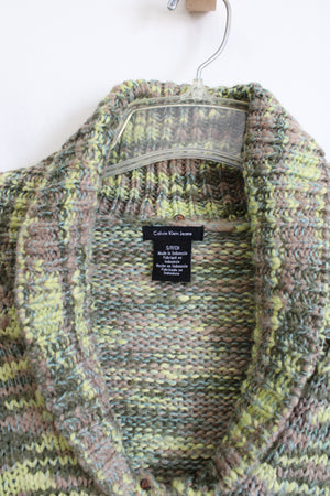 Calvin Klein Jeans Knitted Green & Brown Button Down Sweater | S