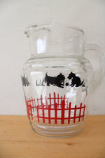 Vintage Red Fence & Scotty Dog Glass Pitcher