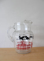 Vintage Red Fence & Scotty Dog Glass Pitcher