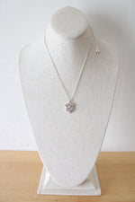 Talbots Sterling Silver Crystal Cluster Pendant Necklace
