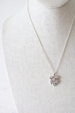 Talbots Sterling Silver Crystal Cluster Pendant Necklace