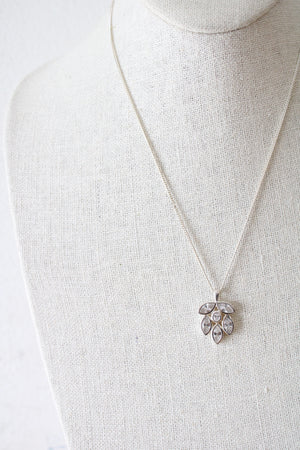 Talbots Sterling Silver Crystal Cluster Pendant Necklace